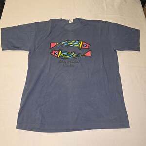 Vintage San Pedro Belize Fish Graphic T-Shirt Blue XL